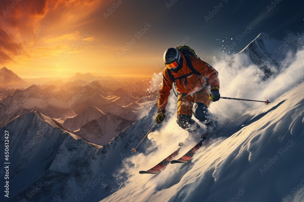 An extreme skier