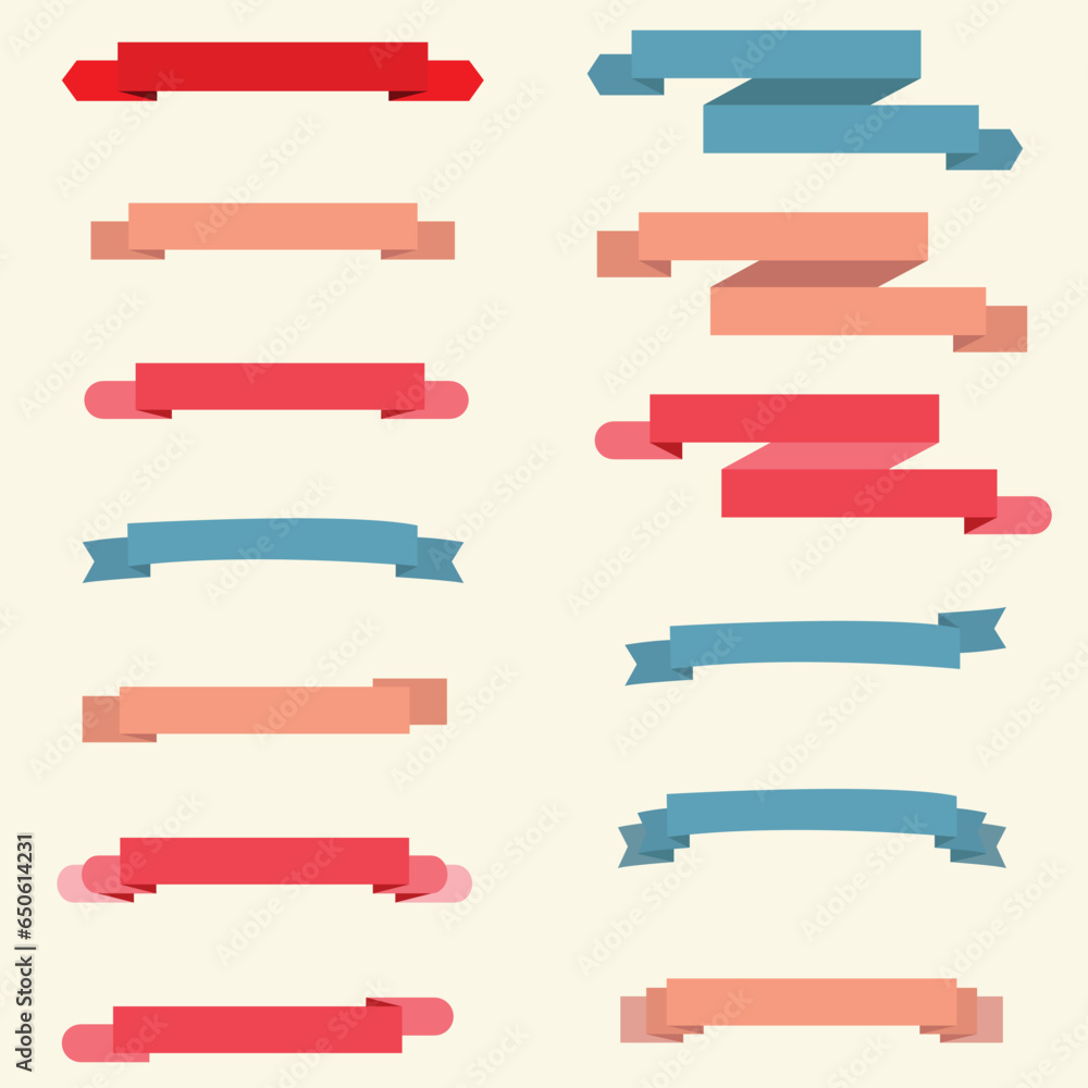 Set Of ribbons labels vector art collection.