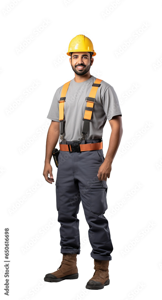 Construction worker, contractor man isolated on transparent white background Construction worker, contractor man isolated on transparent white background