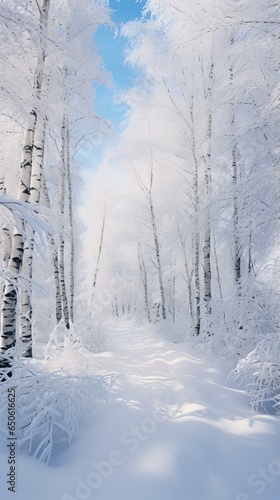 A winter wonderland forest covered in a blanket of snow © KWY
