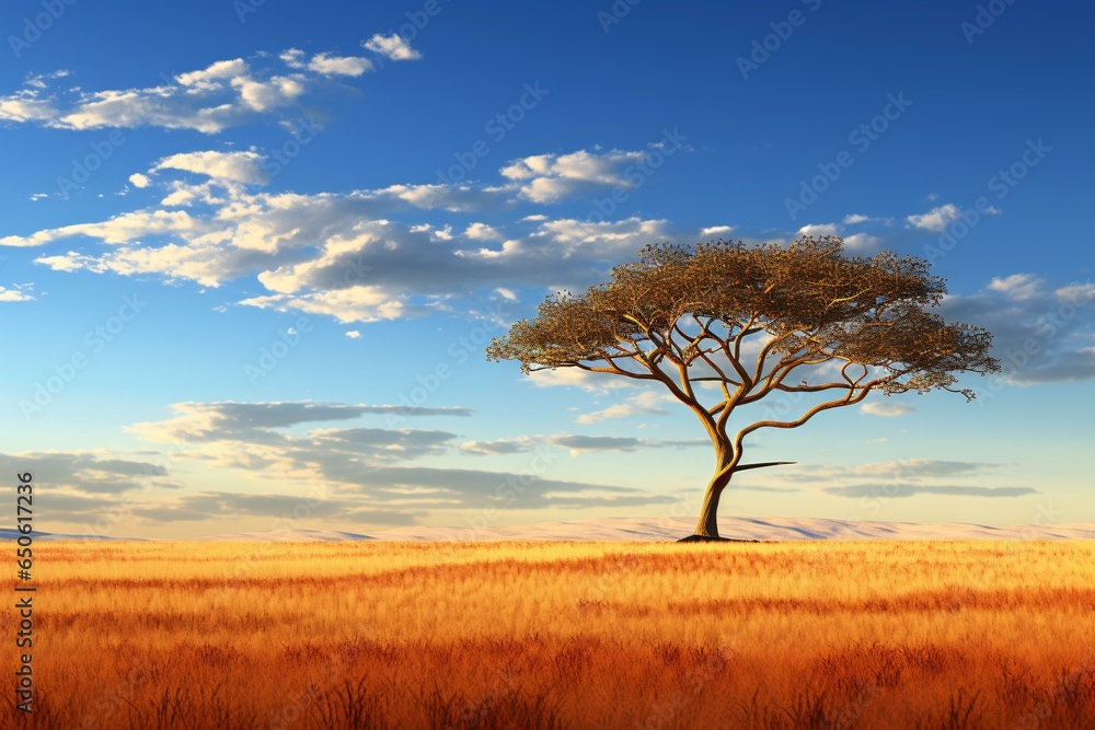 Fototapeta premium A solitary tree standing in an open field
