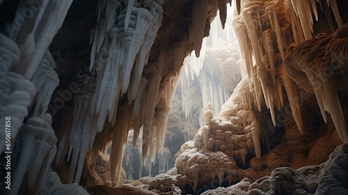 A stunning ice cave with intricate formations