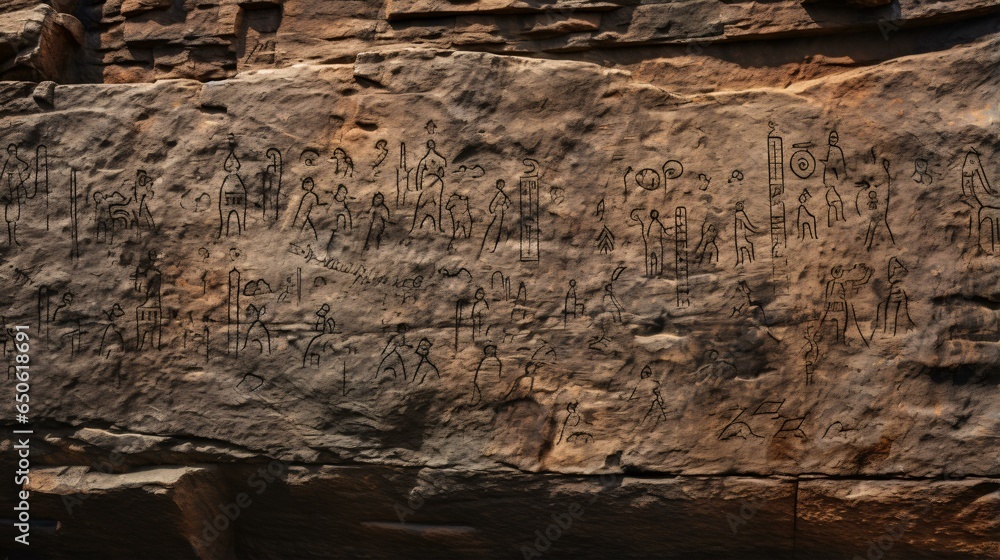 Obraz premium A ancient stone with inscriptions