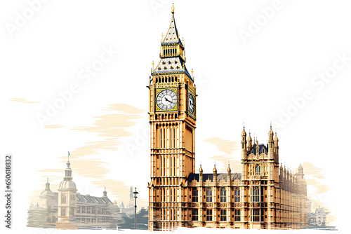 Abstract of Big Ben England illustration isolated white background