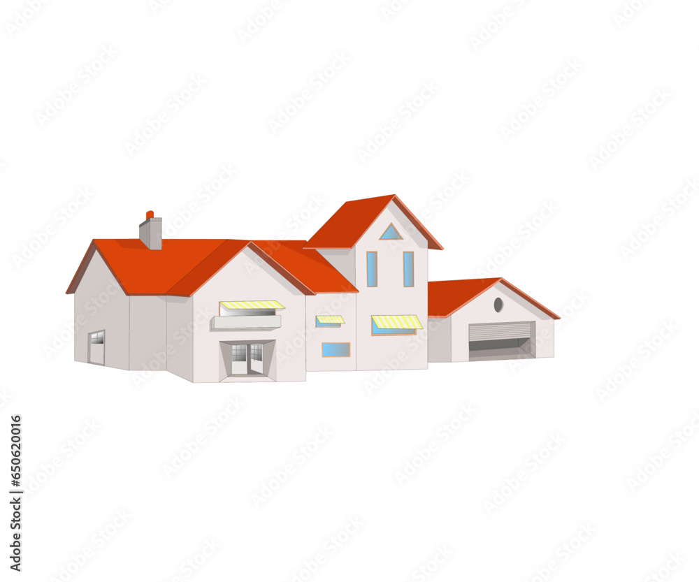 Modèle de maison individuelle sur fond blanc Modèle de maison individuelle sur fond blanc
