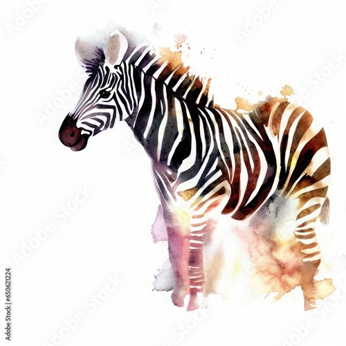 Watercolor zebra Creative AI design. 