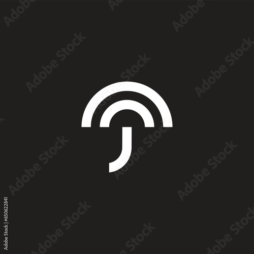 letter j stripes line geometric umbrella logo vector