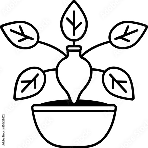 Icône de oya en argile dans un pot de terre, récupérateur et diffuseur d'eau pour arrosage de plantes d'intérieur, vecteur modifiable svg, conseils de jardinage,ollas pour irrigation