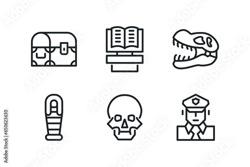Set of simple outline museum Icons.