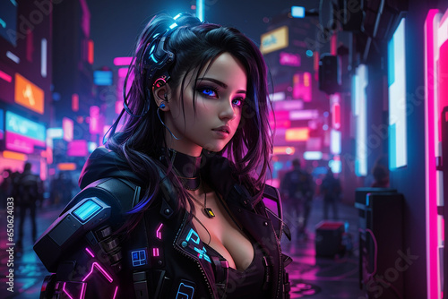 cyberpunk girl future technology gaming illustration © Rizki Ahmad Fauzi