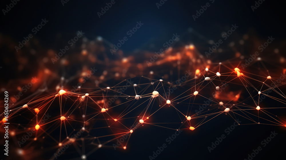 Fototapeta premium Abstract network communications background with low poly design. Generative Ai