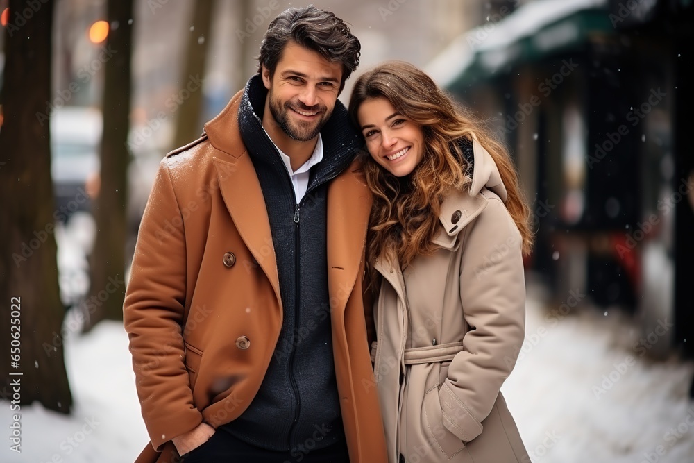 Happy young couple in winter. AI Generated. Happy young couple in winter. AI Generated.