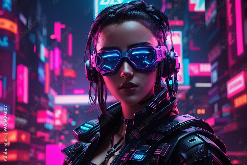 cyberpunk girl future technology gaming illustration cyberpunk girl future technology gaming illustration