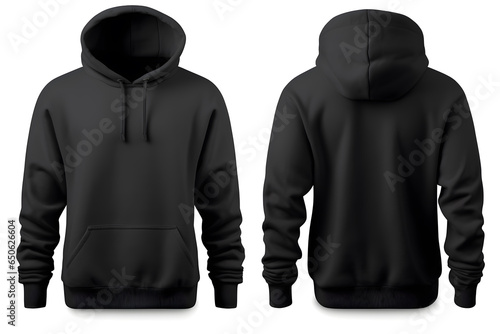 Blank hoodie sweatshirt mock up template, front, and back view, isolated on white background. Blank clothes sweat shirt sweater