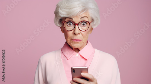 A senior woman confidently blocking a fraudulent phone call