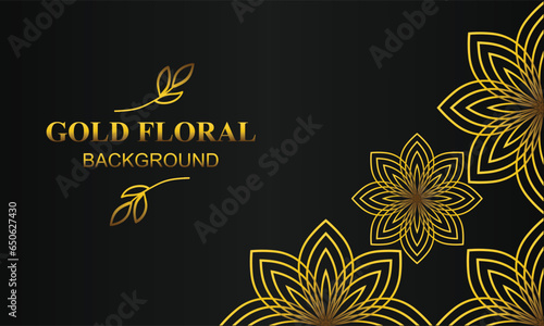 beautiful elegant gold floral background with floral and leaf ornament