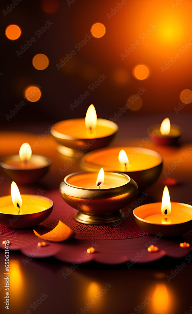 Realistic diwali background with diya oil lamps. Realistic diwali background with diya oil lamps.