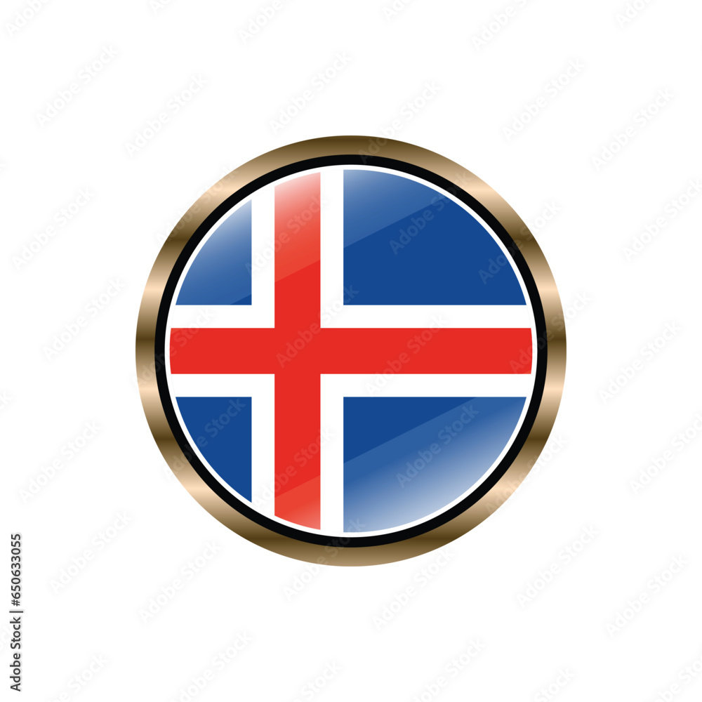 Obraz premium Iceland flag circle button vector template, trendy, collection, logo, design