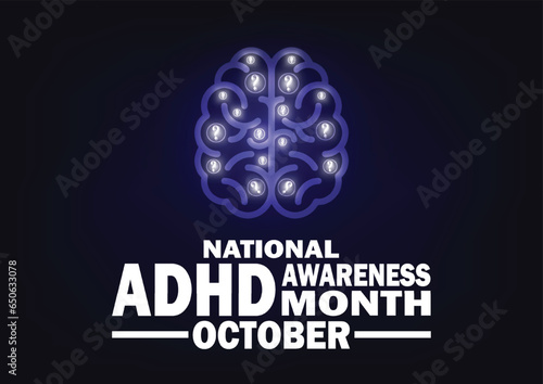 Vector illustration on the theme of ADHD (attention deficit hyperactivity disorder) awareness month. Suitable for greeting card, poster and banner.
