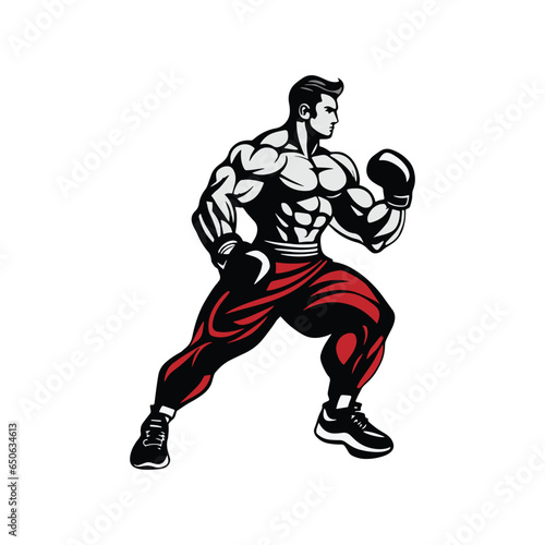  sport kick Boxing logo Vector Mascot Design 