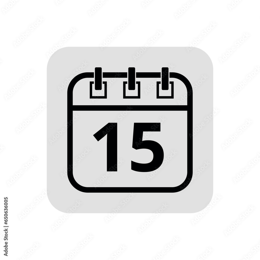Calendar flat icon in hollow stroke in black color, vector illustration of calendar with specific day marked, day 15. Calendar flat icon in hollow stroke in black color, vector illustration of calendar with specific day marked, day 15.