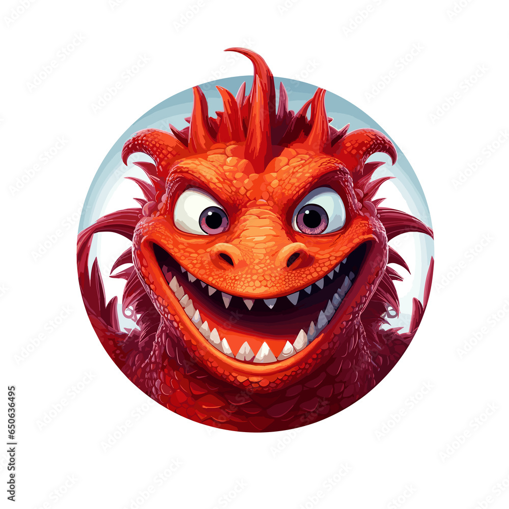 Red cute dragon monster, Illustration, Watercolor PNG