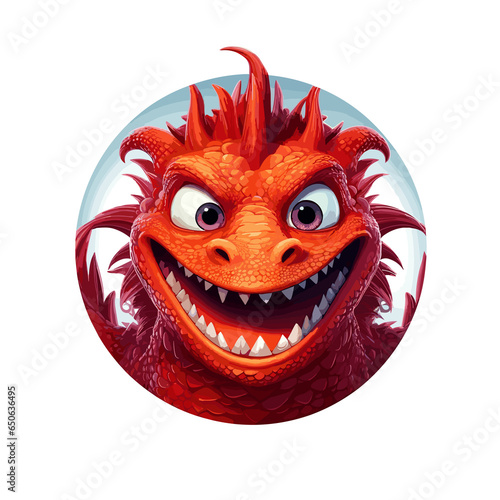 Red cute dragon monster, Illustration, Watercolor PNG