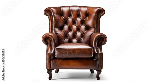 leather arm chair isolated on white background photo