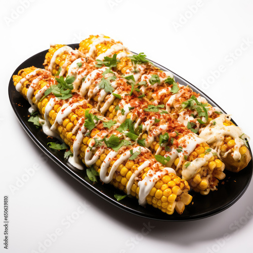 Elote Mexican Street Corn on white background Ai Generative