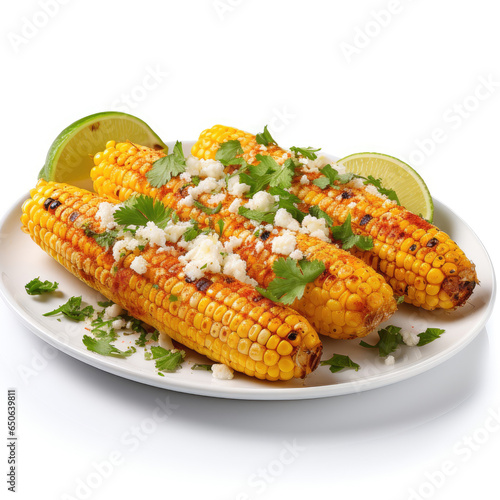 Elote Mexican Street Corn on white background Ai Generative