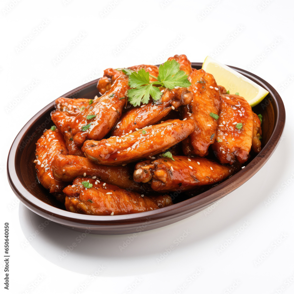 FRANGO A PASSARINHO BRAZILIAN CHICKEN WINGS on white background Ai Generative FRANGO A PASSARINHO BRAZILIAN CHICKEN WINGS on white background Ai Generative