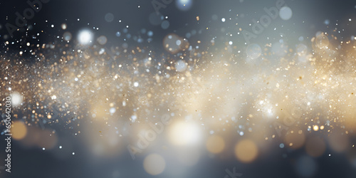 Vintage glitter gold, dark blue and black lights bokeh background, glittering shine bulbs lights background blur of Christmas wallpaper decorations concep t.holiday festival backdrop, GENERATIVE AI