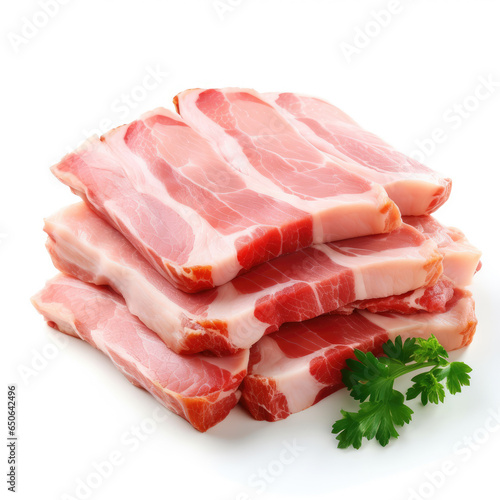 Peameal Bacon on white background Ai Generative