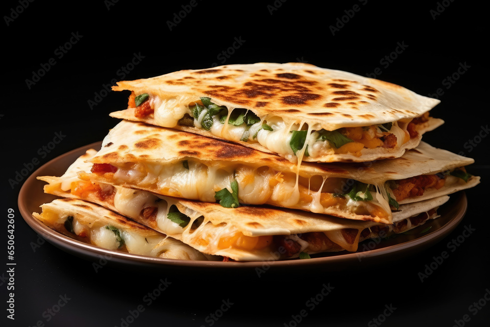 Quesadilla on black background AI Generative Quesadilla on black background AI Generative