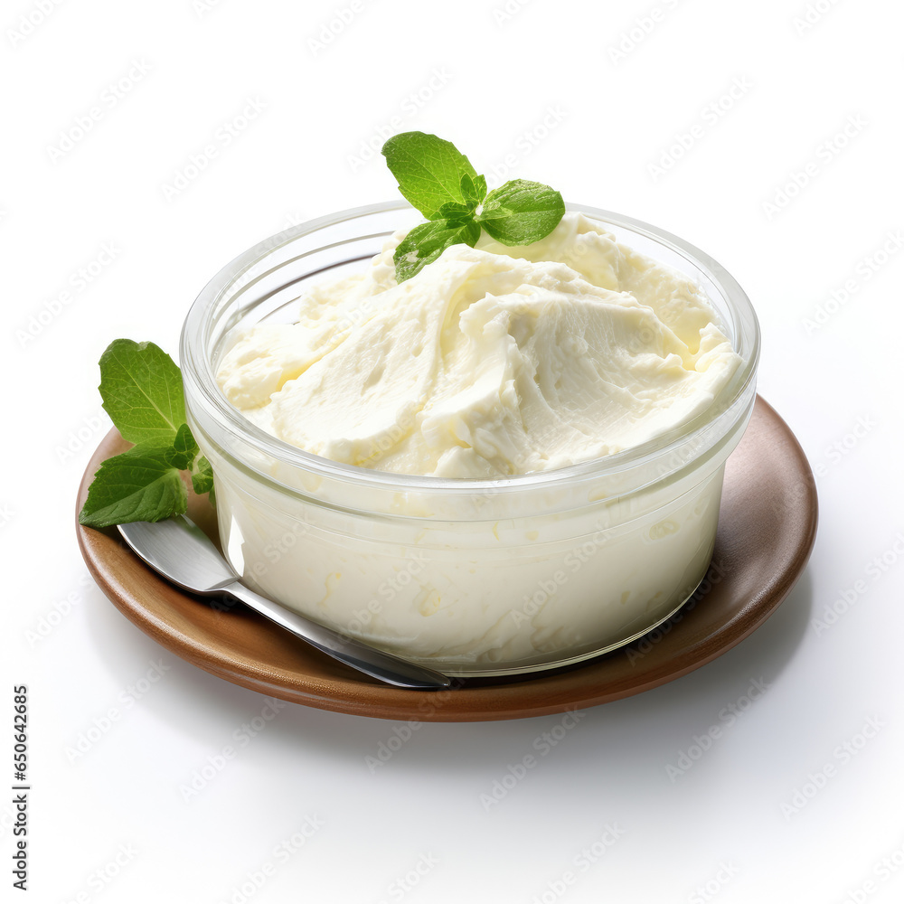 REQUEIJO BRAZILIAN CREAM CHEESE on white background AI Generative REQUEIJO BRAZILIAN CREAM CHEESE on white background AI Generative