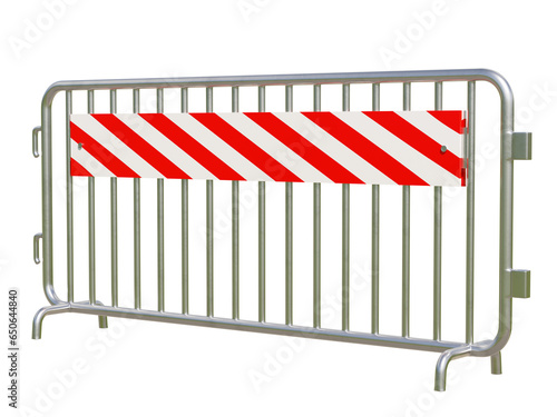 Pedestrian Barrier , Steel barricades isolated in white background, 3D illustration.