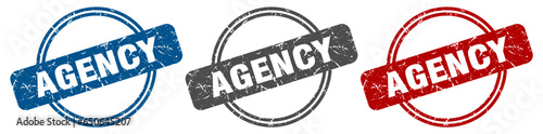 agency stamp. agency sign. agency label set