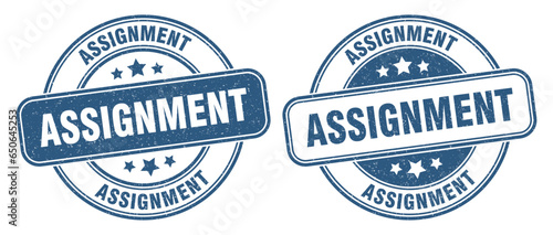 assignment stamp. assignment label. round grunge sign