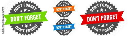 don't forget sign. round ribbon label set. Seal