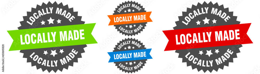 locally made sign. round ribbon label set. Seal