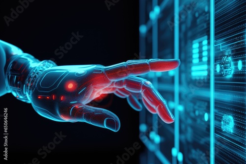 A technological handshake, the transfer of information from a computer to a person if the computer were a person. Index finger touch © Gizmo