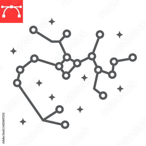 Constellation line icon, cosmos and astrology, sagittarius vector icon, vector graphics, editable stroke outline sign, eps 10.