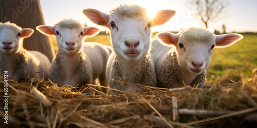 Flock of sheep ,Sheep Herd in a Field
