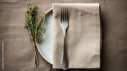 table napkins with cutlery.
