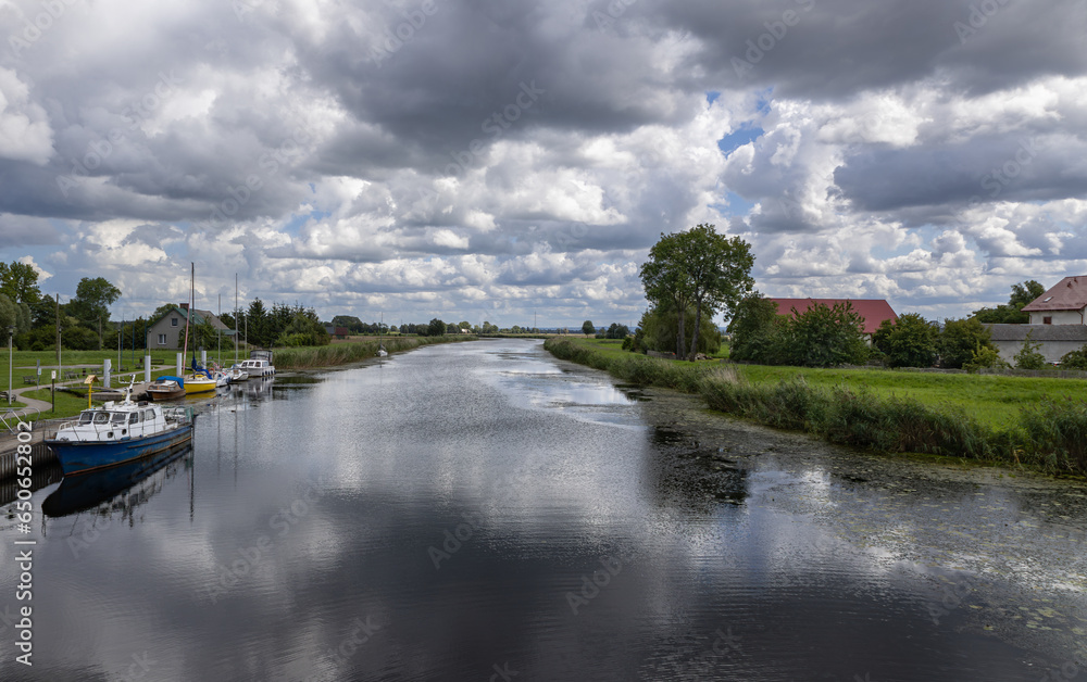 Wisła Królewiecka, Sztutowo, view from the bridge towards the Vistula lagoon Wisła Królewiecka, Sztutowo, view from the bridge towards the Vistula lagoon