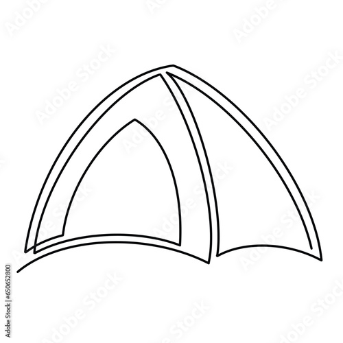 Vector continuous one line camping tent illustration