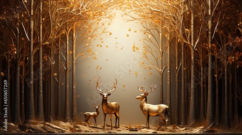 wall sculpture stag deer in a forest

