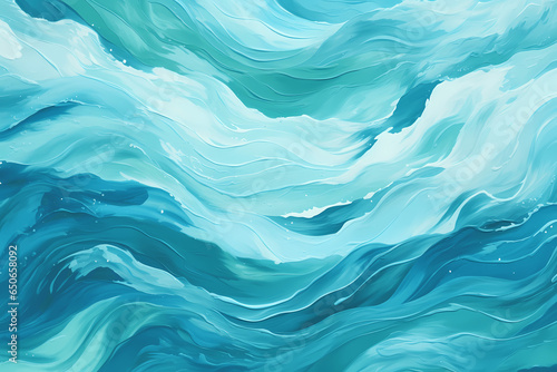 Abstract acrylic style waves texture, sea green and blue colors. Generative Ai © Hamza