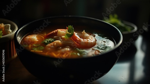 Close-up of succulent and juicy shrimp in a tantalizing bowl, a seafood delight
