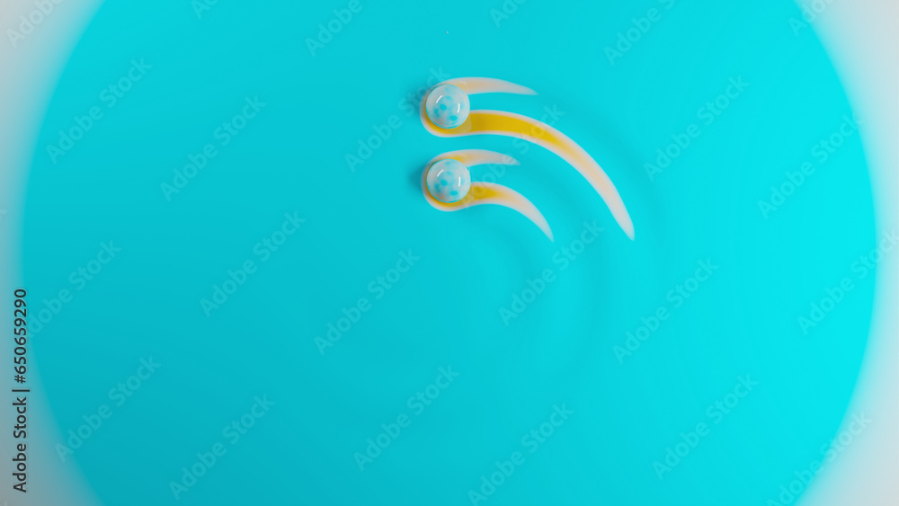 Obraz premium 3d rendering. The surface on which the balls are in motion. The spheres leave a trace, a groove with gradient coloring. Soft surface under the pressure of the balls. 3d background illustration.